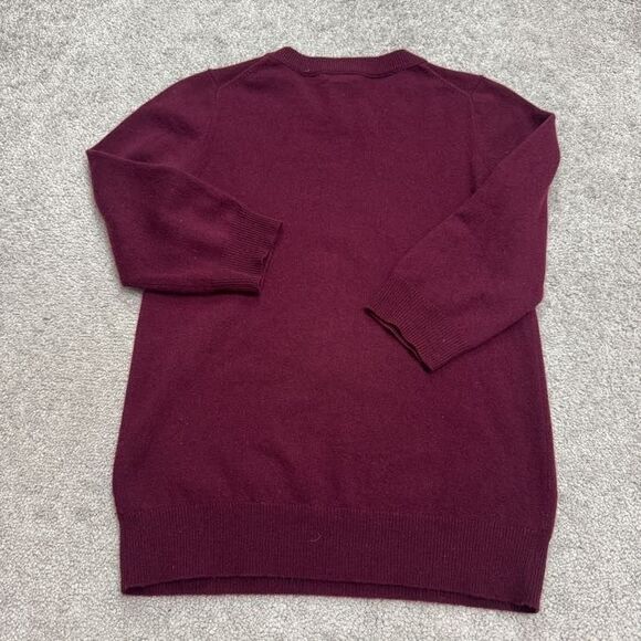 J.Crew Italian Cashmere Crew Neck Pullover Sweater Women Small Maroon 3/4 Sleeve - Picture 2 of 13
